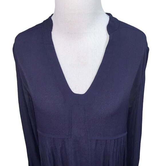Diane von Furstenberg Women's Shift Mini Dress Size 8 Empire Waist V-Neck Blue - Picture 4 of 9